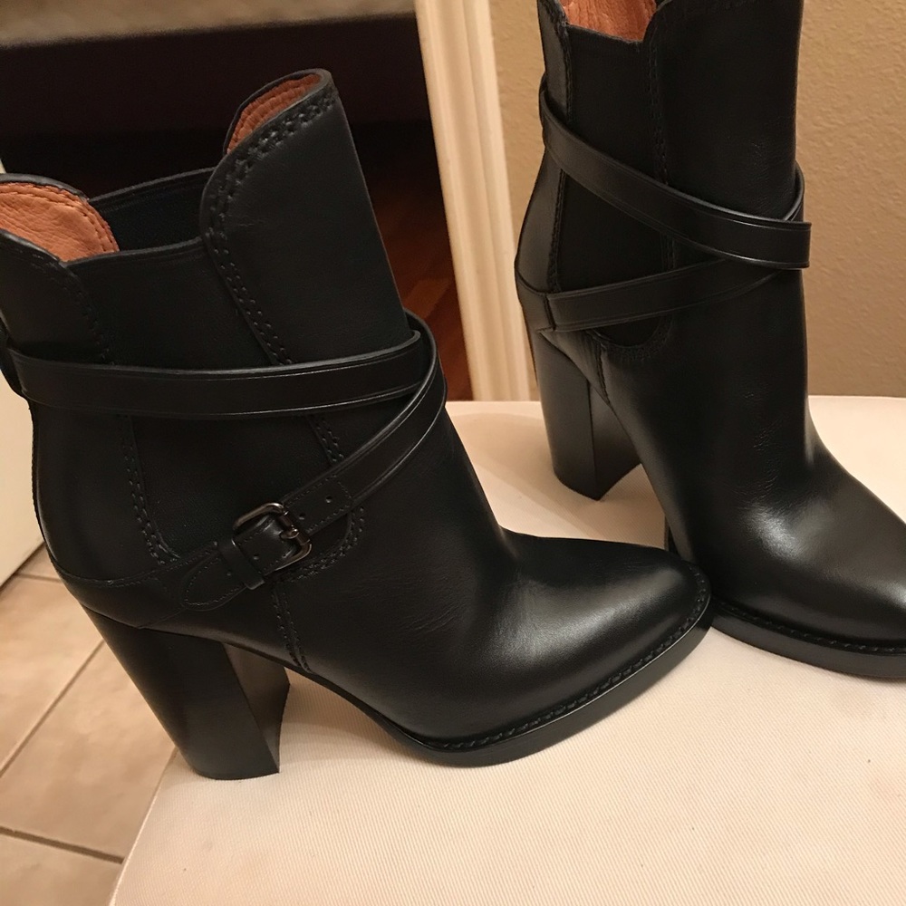 Coach Jackson Black Leather Ankle Boots